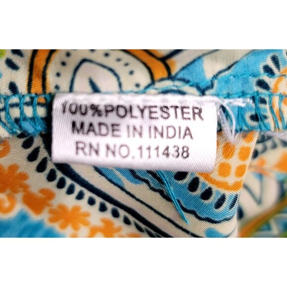 Lapogee Boho Paisley Print Tunic 3X Short Flutter Sleeve Blue/Orange Flowy India - Picture 10 of 13